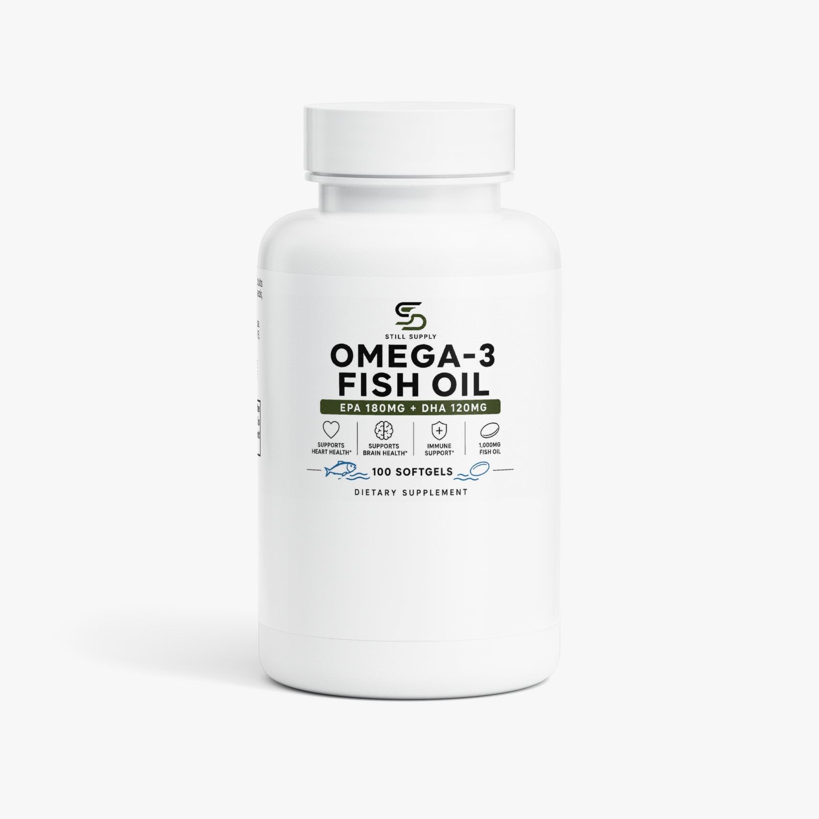 Still Supply Omega-3 softgel bottle